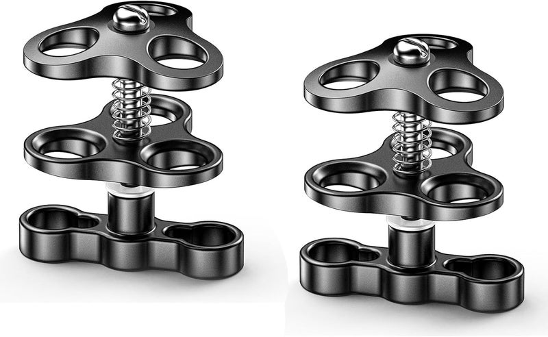 Seafrogs 2PCS Triple Ball Clamp Diving Camera Bracket Aluminum Spring Flashlight Clamp for Diving Underwater Photography System CP-4 - Image 1